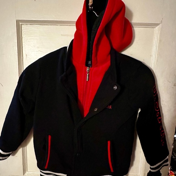 2 size 7 boys red and black USPA layered winter sweatshirts used in good cond. - Picture 5 of 8